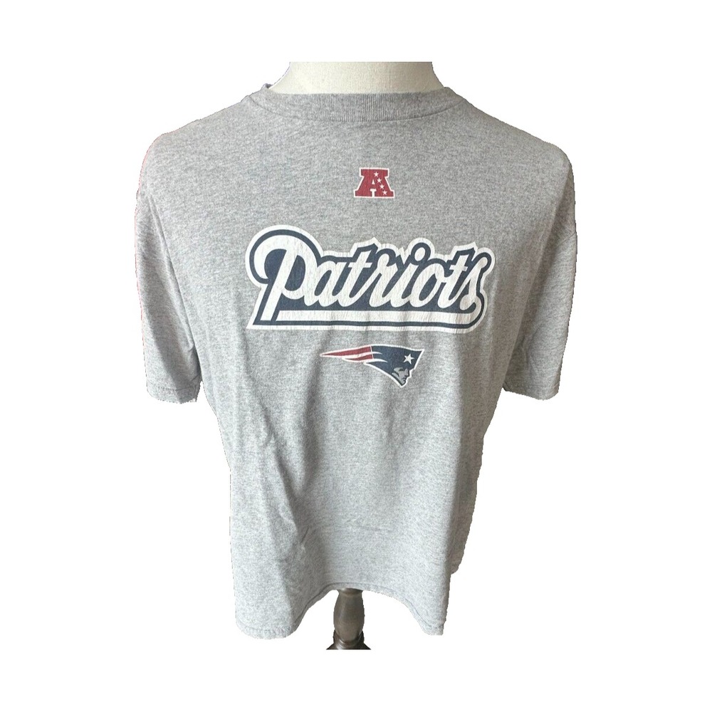 NFL Team Apparel New England Patriots Mens Vintage Y2K Tee Shirt Grey Large